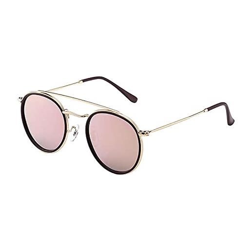 HAOMAO vintage double bridge metal frame driving uv400 round polarized occhiali da sole per uomo e donna gold pink