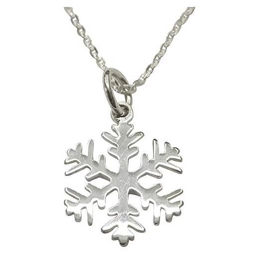 Sicuore ciondolo fiocco di neve - collana argento 925 - figura di 15x15 mm - catena di 45 cm con chiusura a anello - include scatola regalo