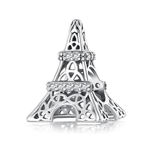 ShiYu charms in argento sterling per braccialetti pandora, perle di torre eiffel gioielli regalo per donne ragazze, argento sterling, argento sterling