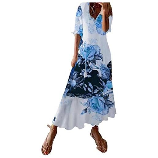 Vuncio abiti donna lunghi eleganti estivi taglie forti comodi larghi economici vestito donna lungo estivo elegante stampa tropicali casual vacanza lavoro festa cocktail cerimonia