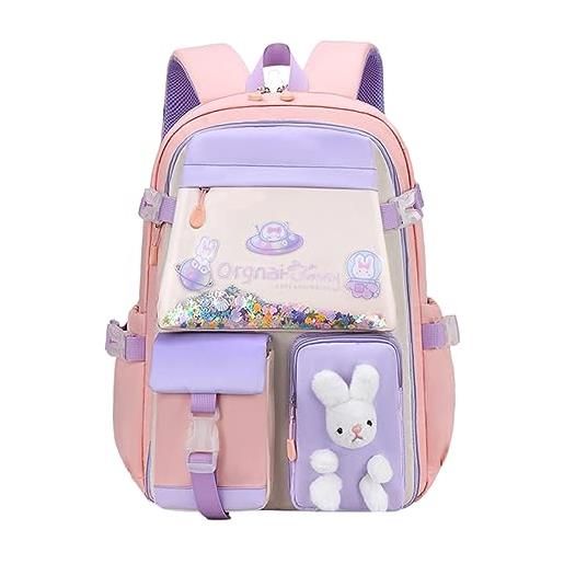 Adius bunny backpack, large capacity waterproof cute bunny backpack for school kindergarten preschool elementary girls (large, pink)