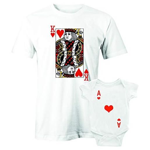 Puzzletee coppia t-shirt e body festa del papà padre figlia king & princess - maglietta padre e figlio - maglietta padre e figlia - idea regalo