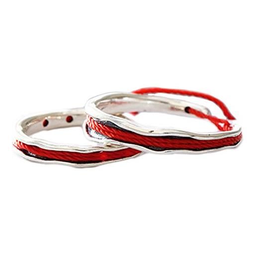 Helen de Lete romantico filo rosso in argento sterling 925 anello aperto 2pcs coppia anello set, argento sterling