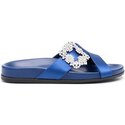 Manolo Blahnik sandali slides con decorazione - blu