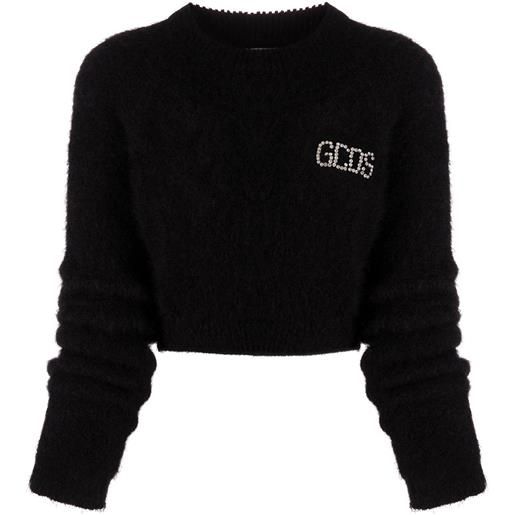 Gcds maglione crop con stampa - nero