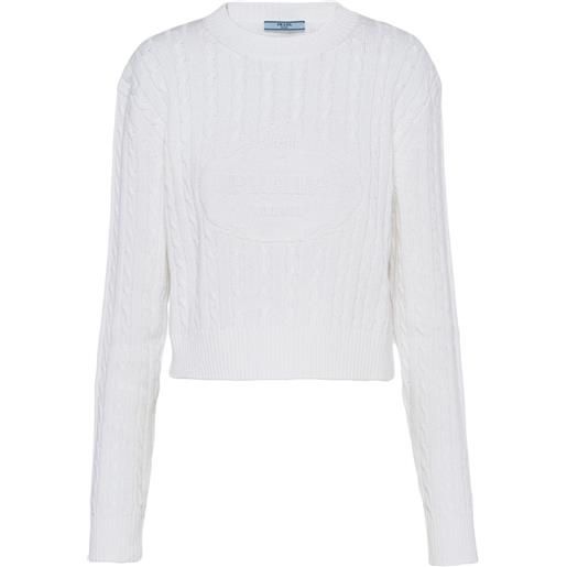 Prada maglione corto con intarsio - bianco