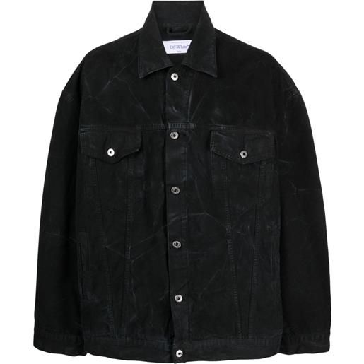 Off-White giacca denim con lavaggio scuro - nero