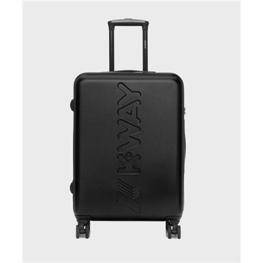 Kway valigia trolley media da stiva 4 ruote, 65 cm, black pure