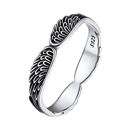 Bestyle anello in argento 925 donna ali angelo anelli con ali angelo anello donna misura 26 con confezione regalo