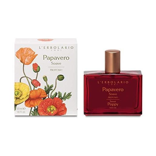 L'Erbolario, parfum femme papavero soave (coquelicot), parfum femme, eau de parfum femme, parfum fleur d'ambre, format 50 ml