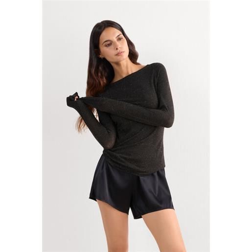 Intimissimi maglia girocollo in modal light con cashmere lamè nero
