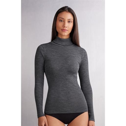 Intimissimi dolcevita lana e seta manica lunga con collo alto grigio