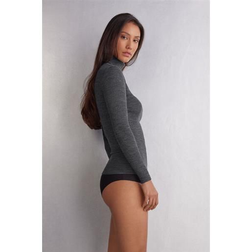 Intimissimi dolcevita lana e seta manica lunga con collo alto grigio