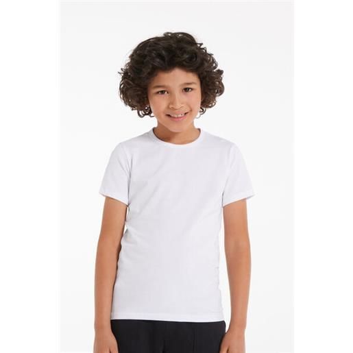 Tezenis t-shirt basic girocollo in cotone elasticizzato bimbi unisex unisex bianco