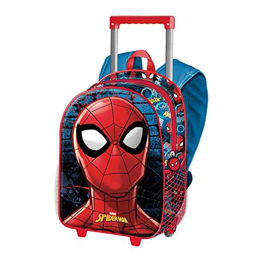 Marvel spiderman badoom-zaino 3d con ruote piccolo, rosso, 26 x 34 cm, capacità 12.5 l