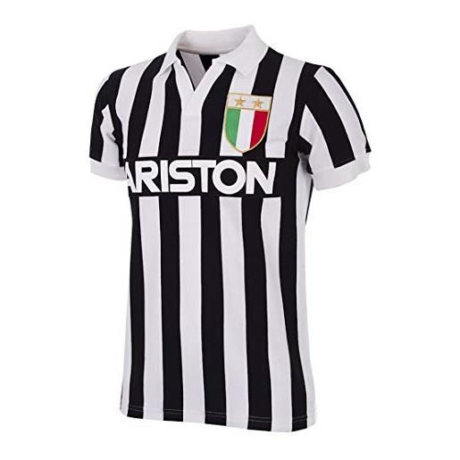 COPA - maglietta da calcio da uomo juventus fc 1984-85, stile retrò, uomo, t-shirt con colletto da calcio retrò, 147, nero/bianco, xl