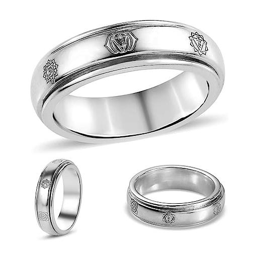 SHOP LC fidget ring for anxiety men women, moon star and chakra, anello in argento sterling 925, anti-stress, anello di fidanzamento, matrimonio, promessa per uomo e donna, 18