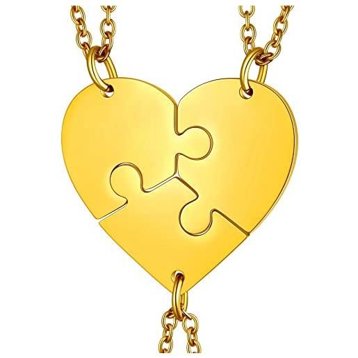 ChainsHouse collana puzzle separata da donna 2-8 nomi per bambini ciondolo personalizzato amicizia ragazze bff incisione quadrata catena rolo in acciaio inox con confezione regalo