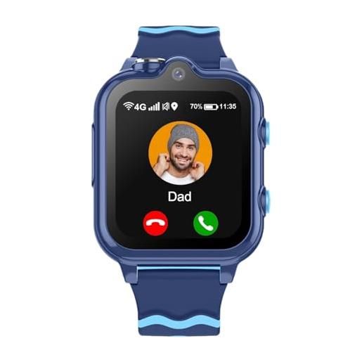 Carneedi smartwatch gps 4g orologio intelligente con wi. Fi videochiamata sos fotocamera messaggio sveglia modalità classe lettore musicale notifica vibrazione orologio telefono (blu)