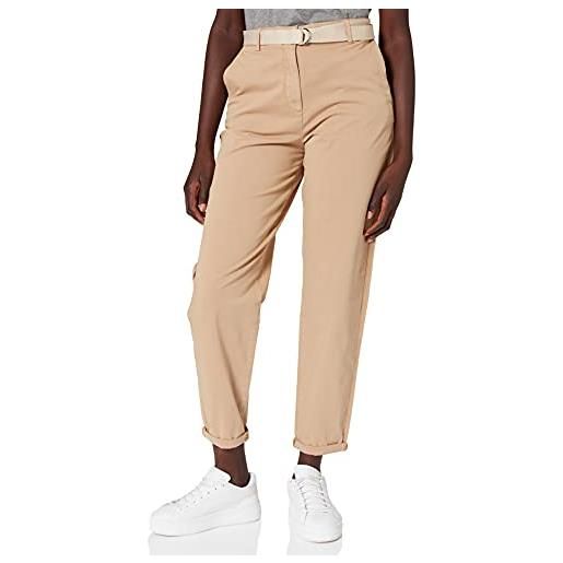Tommy Hilfiger co blend belt tapered chino pant, pantaloni casual da lavoro, donna, 38, beige
