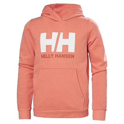 Helly Hansen jr hh logo hoodie 2.0, peach echo, 10 unisex kids