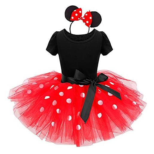 NNJXD vestito da carnevale per bambina tutu di compleanno per bambine taglia(110) 3-4 anni rosso