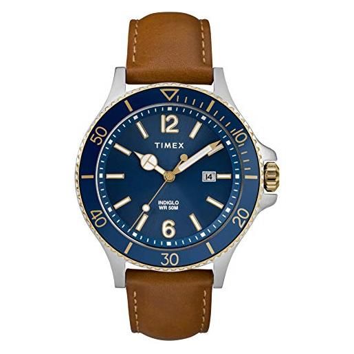 Timex orologio analogico quarzo uomo con cinturino in pelle tw2r64500