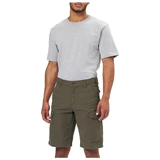 Carhartt, short cargo rugged flex® in cotone canvas, relaxed fit uomo, catrame, w40