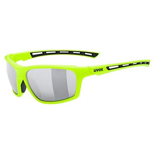 Uvex sportstyle 229, occhiali sportivi unisex, specchiato, comfort senza pressione e tenuta perfetta, yellow/silver, one size