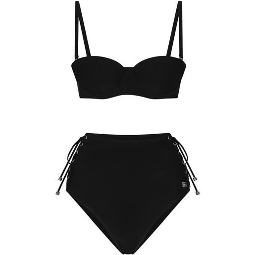 Dolce & Gabbana top bikini con logo - nero