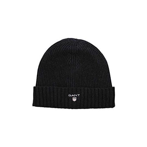 GANT unisex. Wool lined beanie, cuffia uomo, nero ( black ), taglia unica