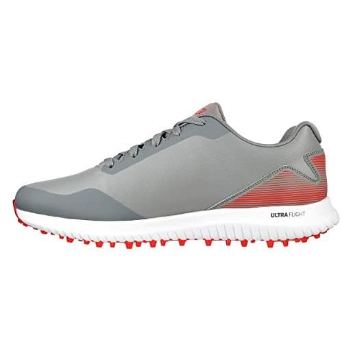 Skechers max 2 arch fit - scarpe da golf da uomo, impermeabili, senza punte, grigio e rosso. , 44 eu