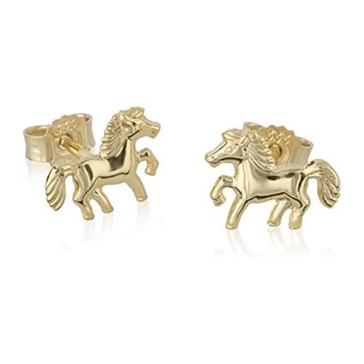 NKlaus coppia di orecchini a perno cavallo 333 oro giallo 8 carati 9,5mm orecchini cavallino lucido 6518