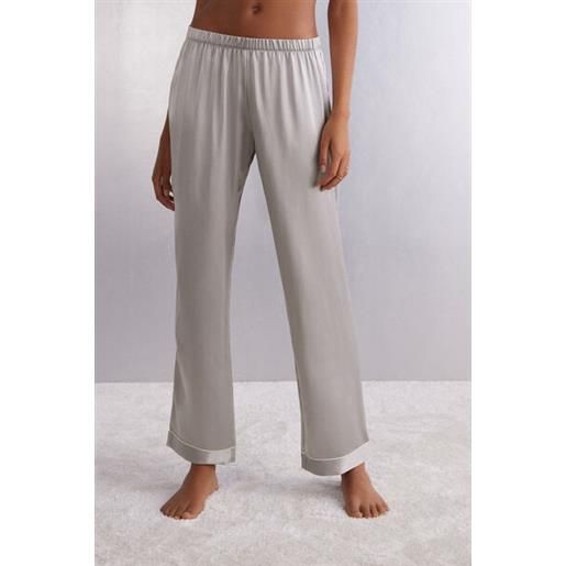 Intimissimi pantalone lungo in raso di seta grigio chiaro