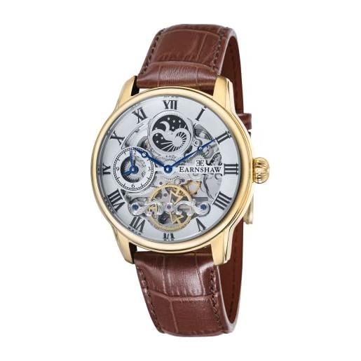 Thomas Earnshaw longitude es-8006-02, orologio da polso analogico da uomo, cinturino in pelle, colore marrone