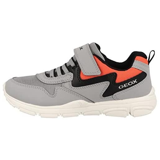 Geox j new torque boy, scarpe da ginnastica bambini e ragazzi, grigio (grey/red), 32 eu