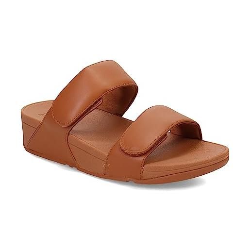 Fitflop diapositive in pelle regolabili lulu, sandali a ciabatta donna, marrone chiaro, 39 eu