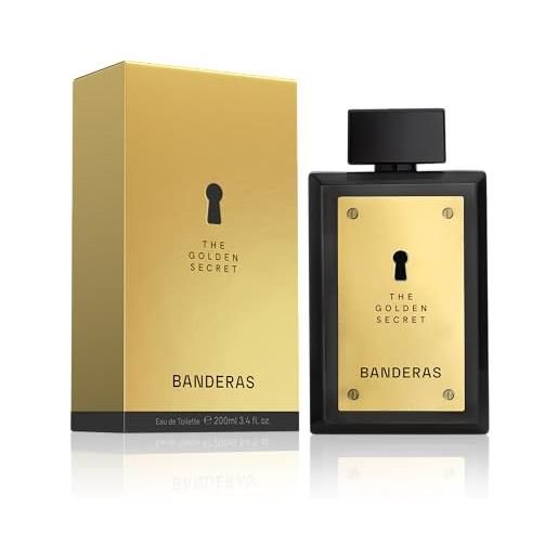 Antonio Banderas banderas the golden secret, eau de toilette spray per uomo, fragranza quotidiana e maschile con menta e liquore di mela, 200 ml