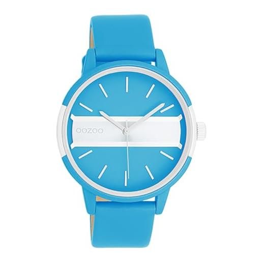 Oozoo orologio da donna con cinturino in pelle color line con inserto nel quadrante 42 mm diametro colori neon, blu neon