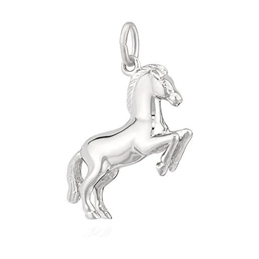NKlaus ciondolo in argento 925 da 24 mm stallone che salta 3d cavallo lucido resistente all'appannamento 13726