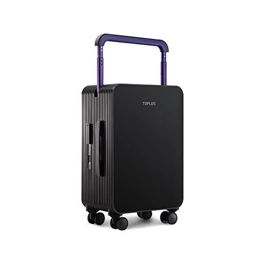 TUPLUS valigia bagaglio a guscio rigido in abs con 4 ruote girevoli custodia da viaggio per il check-in con lucchetto tsa, serie balance(nero, 66.5×43×25.5cm，62l)