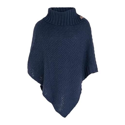 Knit factory - poncho lavorato a maglia nicky - poncho da donna con colletto - con lana - alta qualità, nero , taglia unica