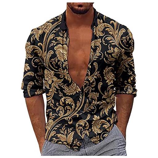 Generic magliette uomo azzurre camicie floreali hawaiane da uomo abbottonate camicie da spiaggia per vacanze estivi camicia uomo regular fit