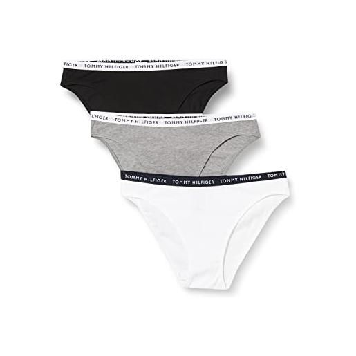 Tommy Hilfiger slip donna confezione da 3 intimo, multicolore (medium grey heather/white/black), s