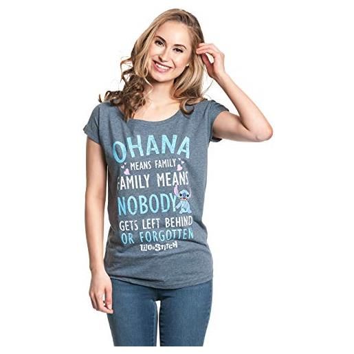 Lilo and Stitch lilo & stitch ohana donna t-shirt blu screziato xxl 70% poliestere, 30% cotone largo
