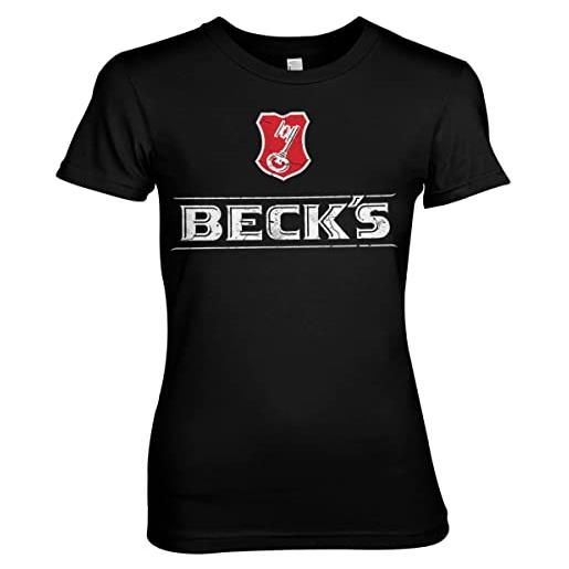 Beck's licenza ufficiale washed logo donna maglietta (nero), m