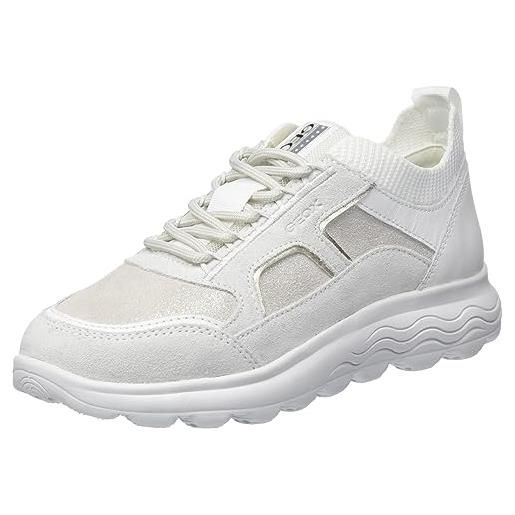 Geox d spherica c, sneakers donna, nero/bianco (black/off white), 37 eu