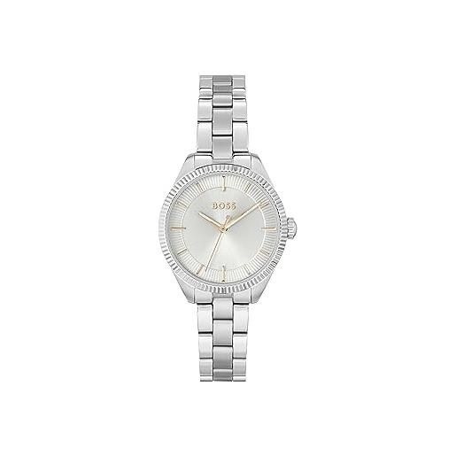 BOSS orologio analogico al quarzo da donna collezione mae con cinturino in acciaio inossidabile, argento (silver white)