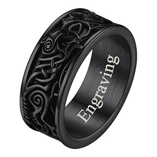 FaithHeart anello in acciaio inossidabile personalizzato testa di lupo anello da dito con runa retro anello da dito da lupo vichingo con nodo celtico anello da dito vichingo per uomo