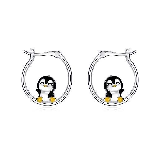 YAFEINI Pinguino gioielli regali in argento Sterling 925 pinguino orecchini a perno pinguino gioielli per donne ragazze regali di Natale, Metallo